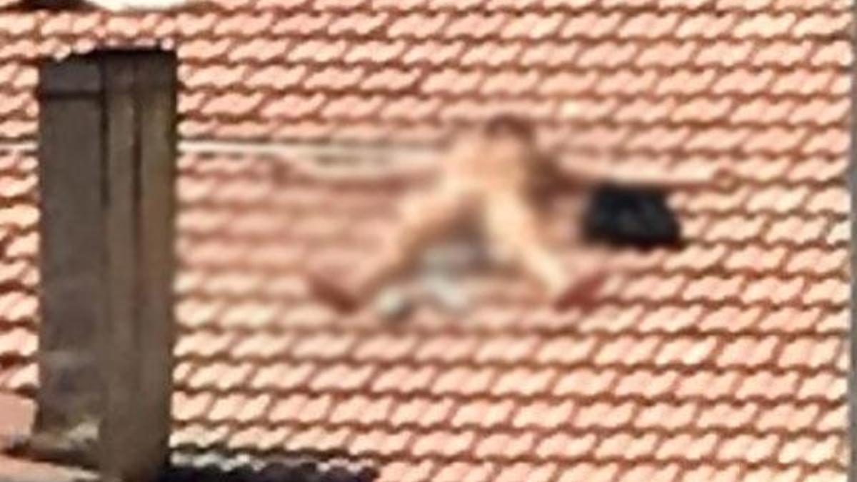 Çatıda gören hemen polisi aradı! Çırılçıplak güneşlendi