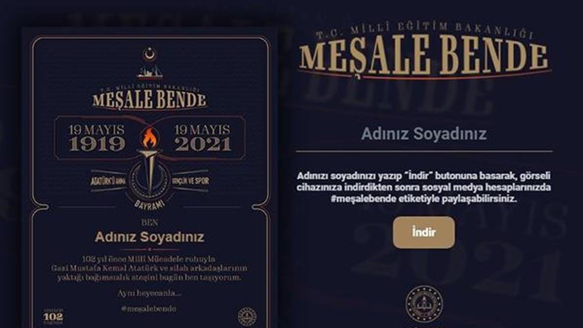 MEB Meşale Bende! 19 Mayıs meşalesini devralmak için isim yazdırma linki!