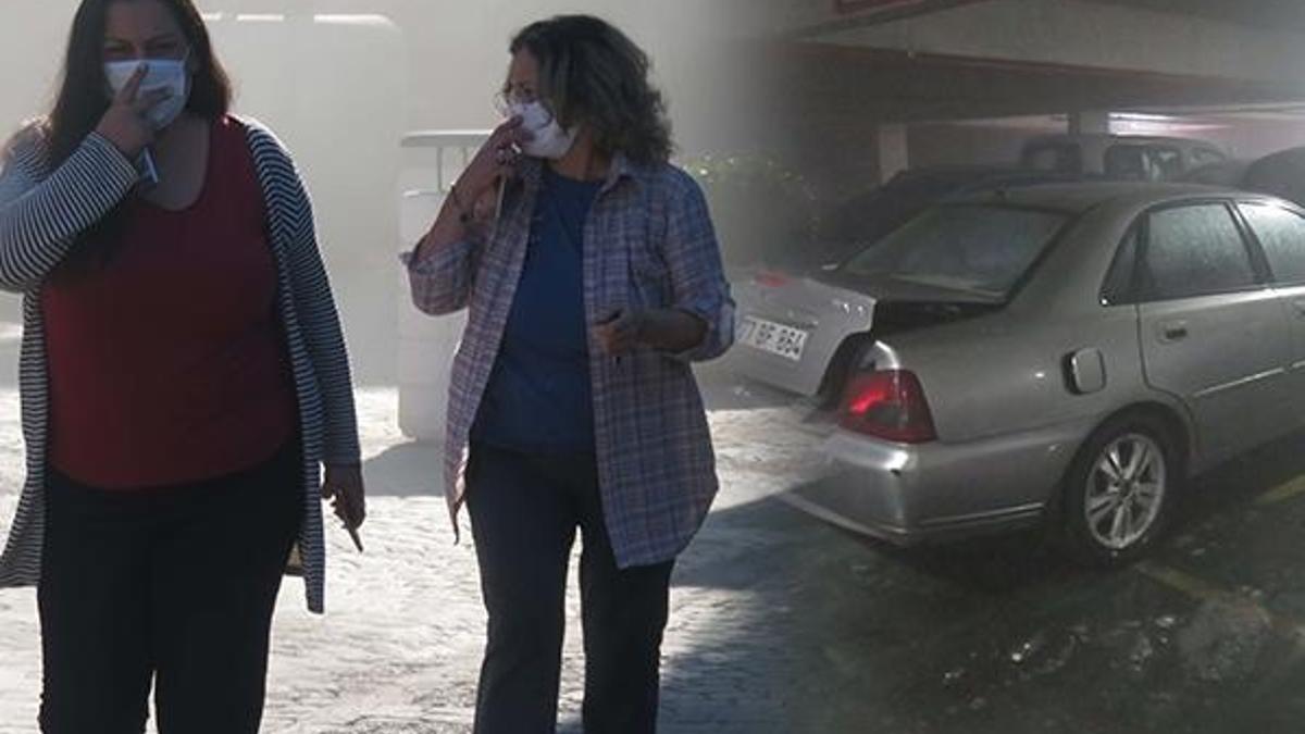 Kapalı otoparktaki araç yandı! Site sakinleri panik yaşadı