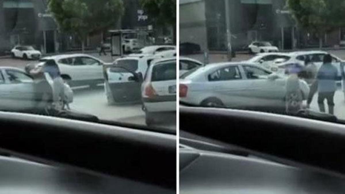 Trafiğin ortasında kadınlar birbirine girdi! Şoke eden anlar