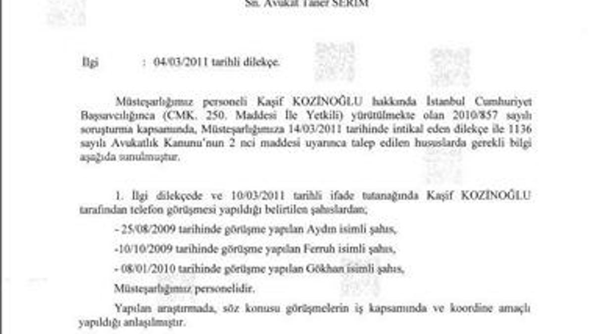 İşte MİT'in Kozinoğlu raporu