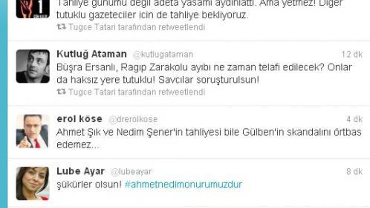 Tahliye sevinci twitter'da