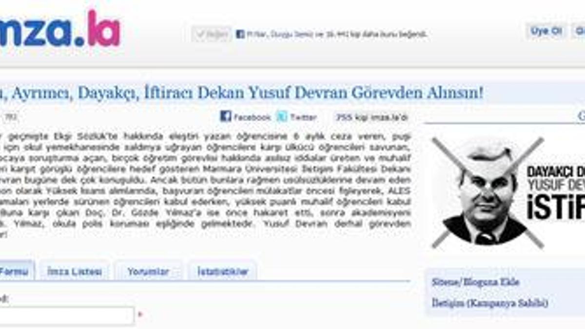 'Dayakçı Dekan istifa' kampanyası