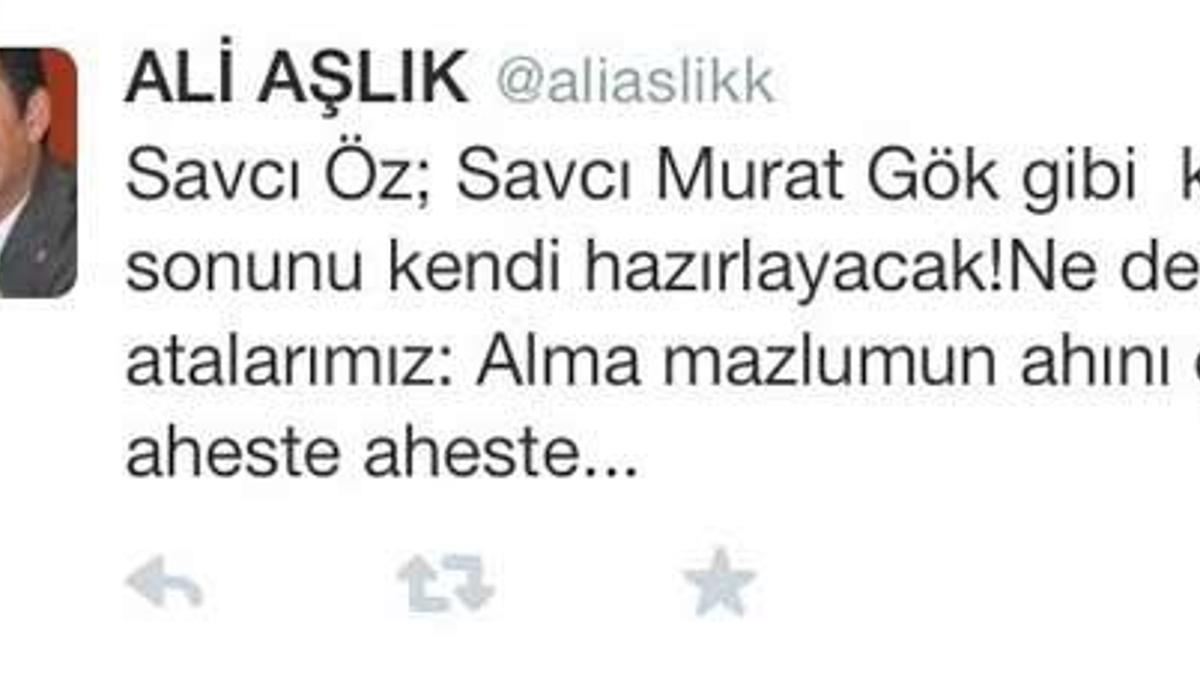 AK Partili vekilden şok savcı Öz tweeti!