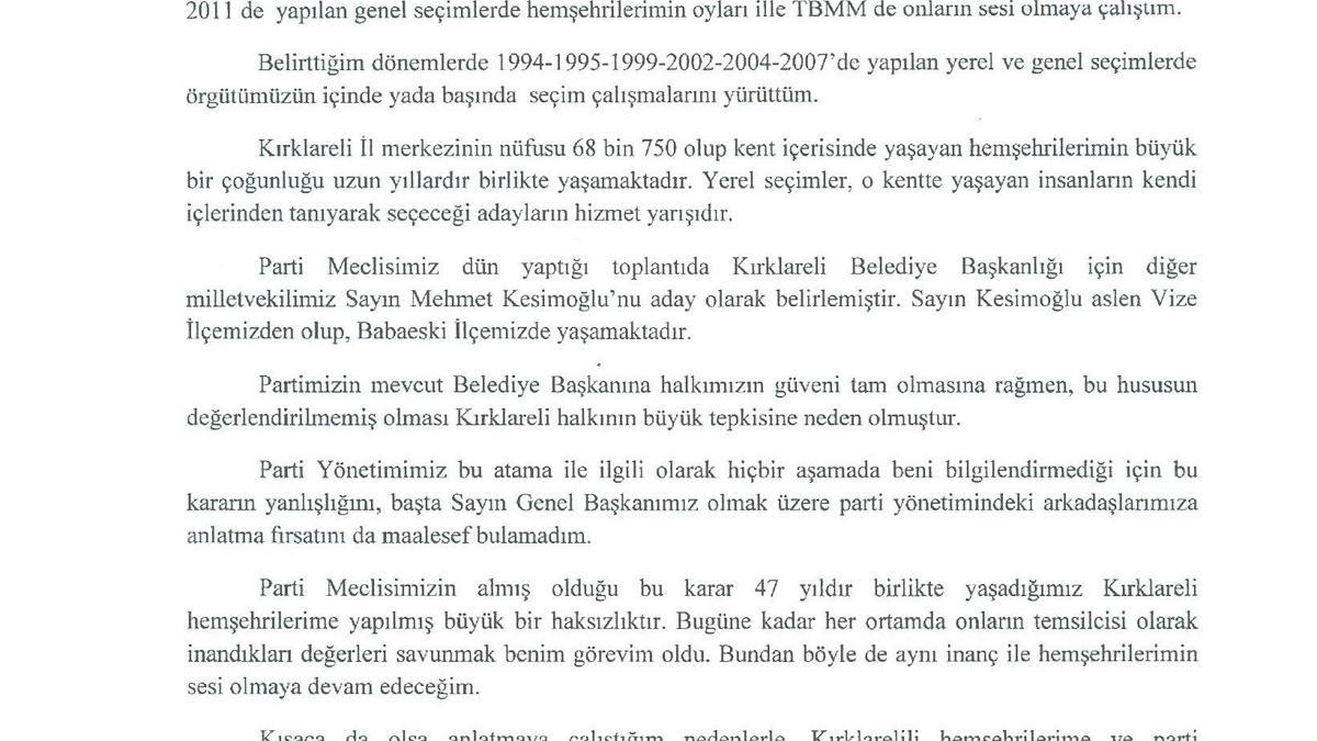 CHP'yi sarsan istifa!