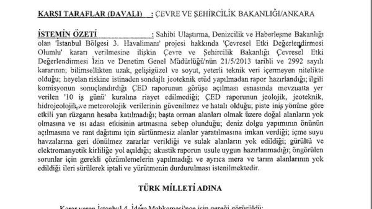 Üçüncü havalimanına yargı ‘dur’ dedi!