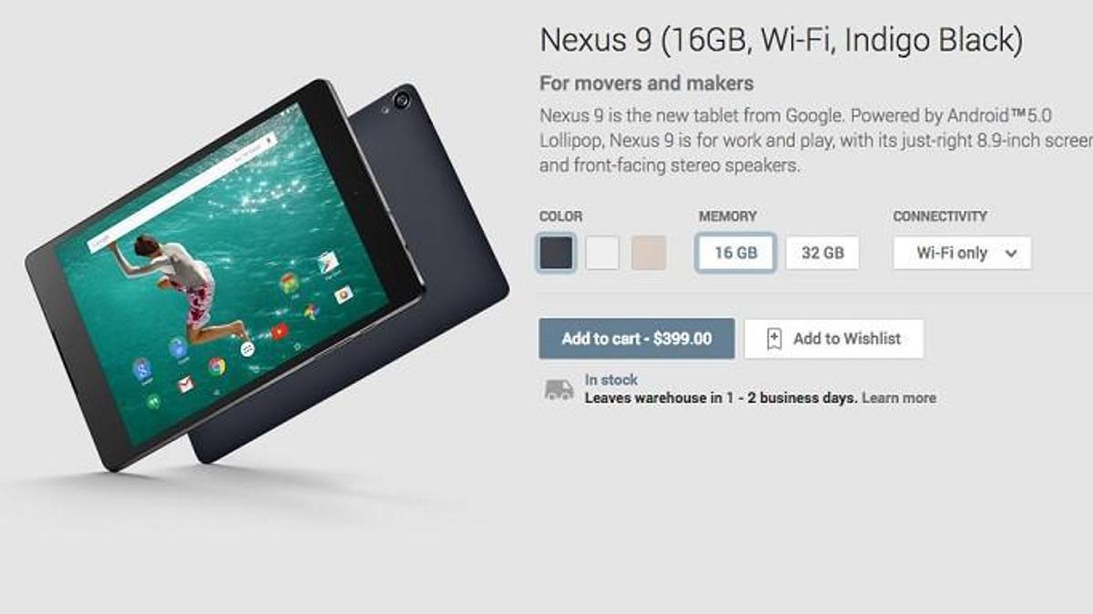 Nexus 9 Google Play'da listelendi