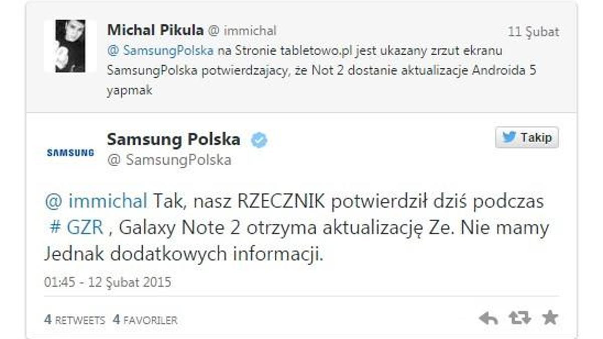 Galaxy Note II'ye Android 5.0 güncellemesi geliyor