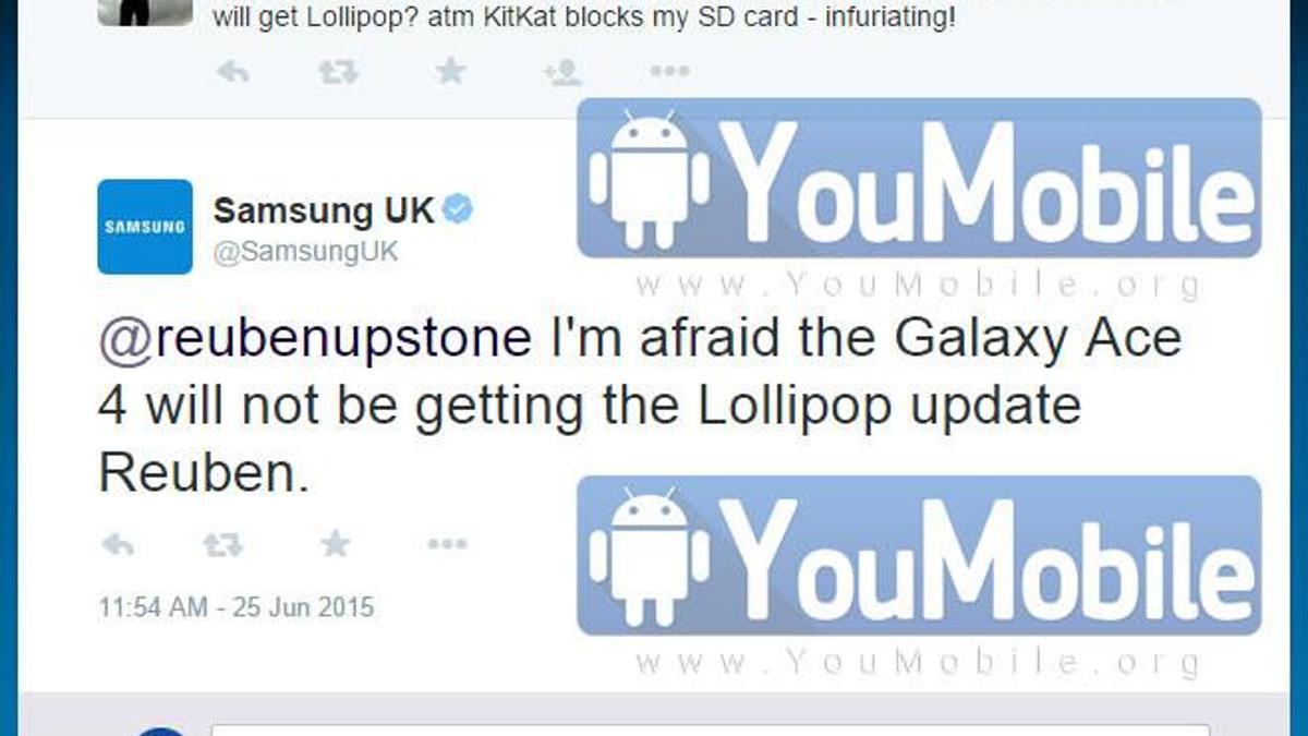 Galaxy Ace 4 Lollipop güncellemesi almayacak
