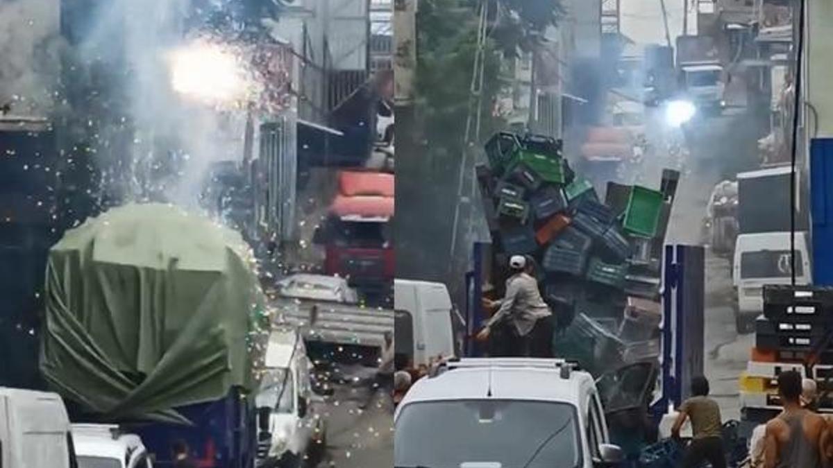 Korkutan anlar! Elektrik kabloları bir anda patlamaya başladı