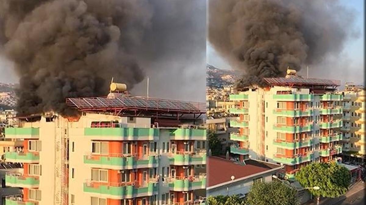 Alanya'da 6 katlı apart otelde yangın! Tatilciler tahliye edildi