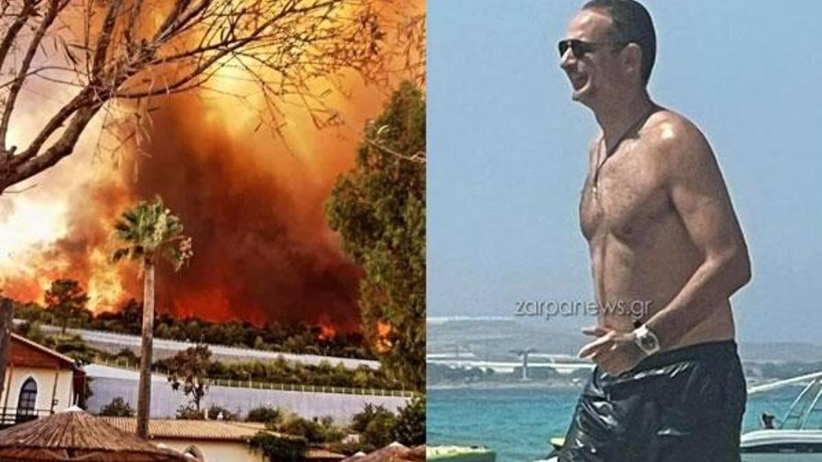 Orman yangınları Yunanistanı cehenneme çevirdi köyler boşaltıldı! Başbakan Kiryakos Miçotakis'in plaj pozları çıldırttı...
