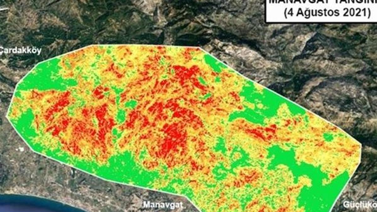 Orman yangınlarının etkili olduğu alanlar haritalandırıldı