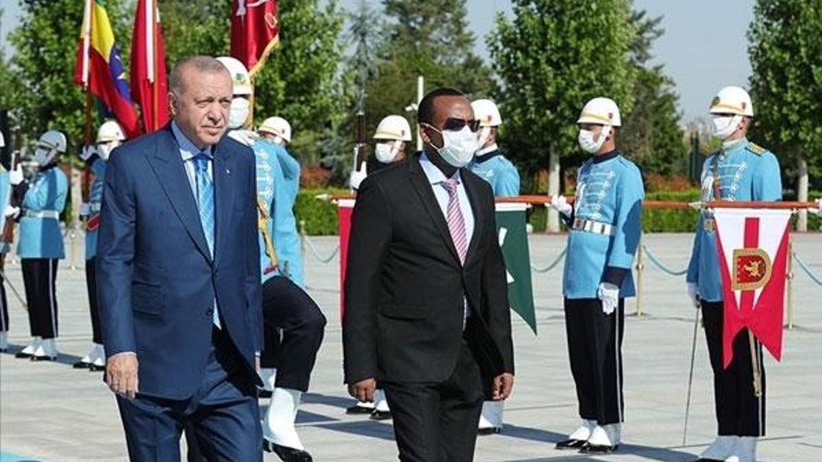 Cumhurbaşkanı Erdoğan Etiyopya Başbakanı Ahmed'i resmi törenle karşıladı