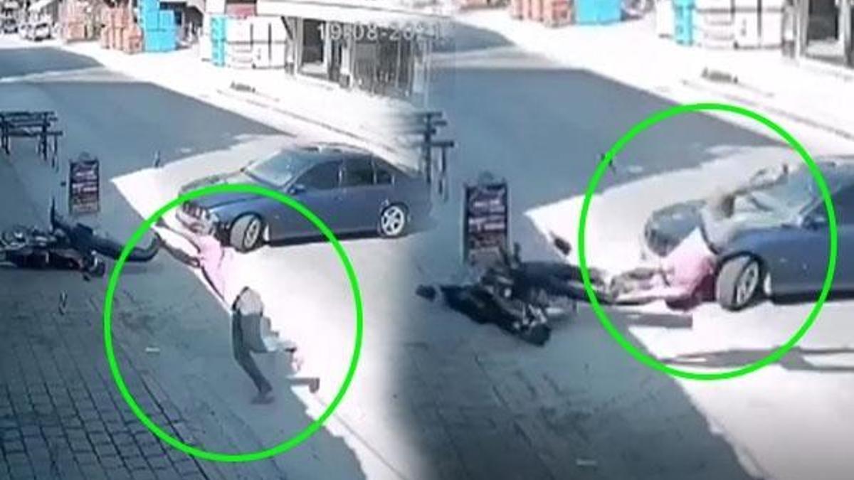 Korkunç kaza! Motorsikletli havada taklalar atarak böyle düştü