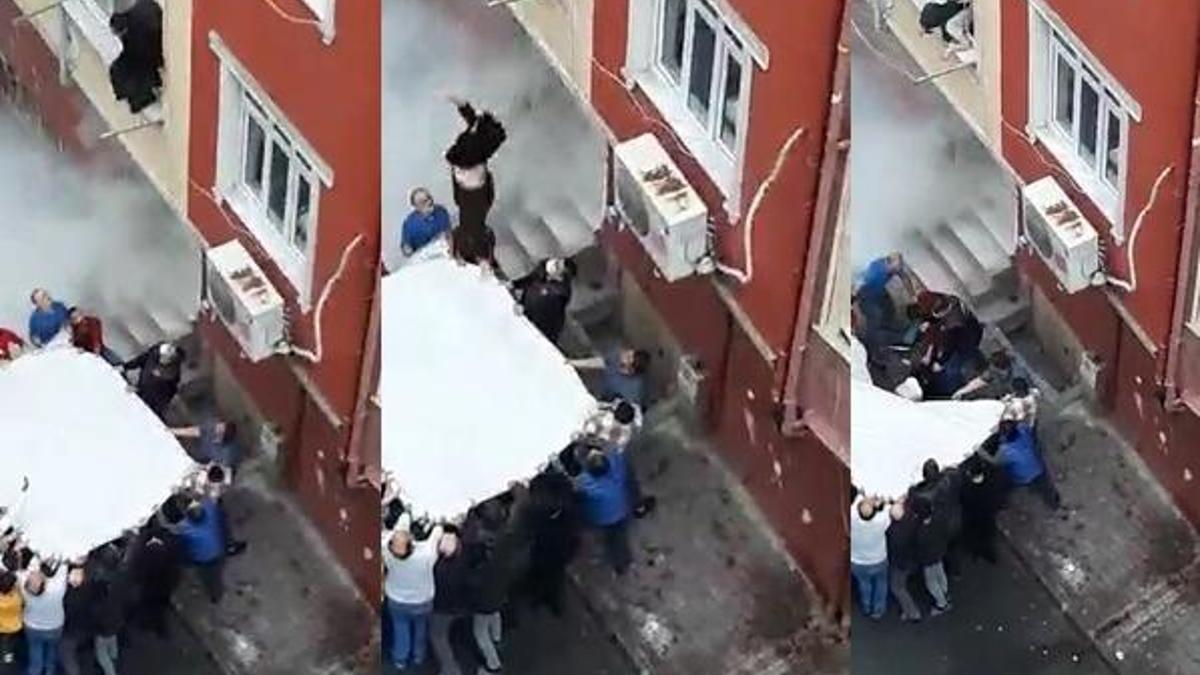 İstanbul'da korku dolu anlar! Önce çarşafa sonra da yere düştü