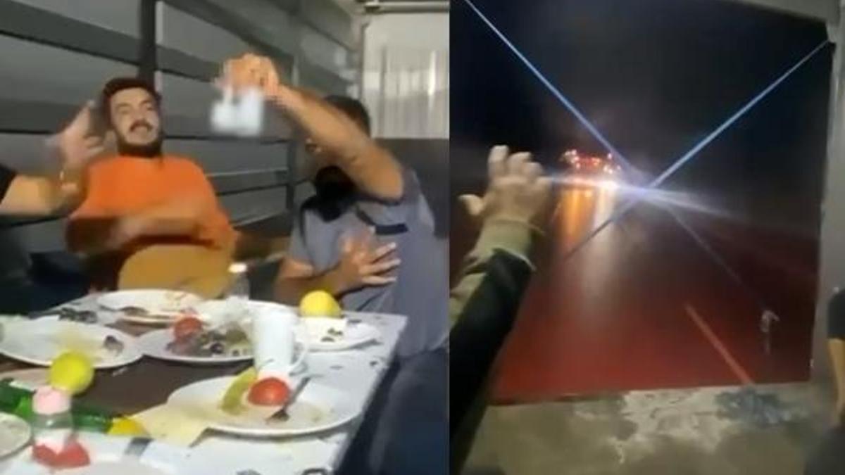 Hareket halindeki TIR'da tehlikeli anlar