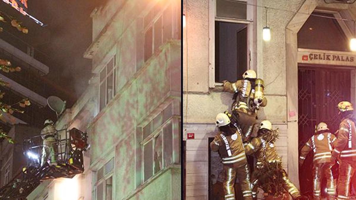 Beyoğlu'nda otellerin bulunduğu caddede bir binada yangın paniği