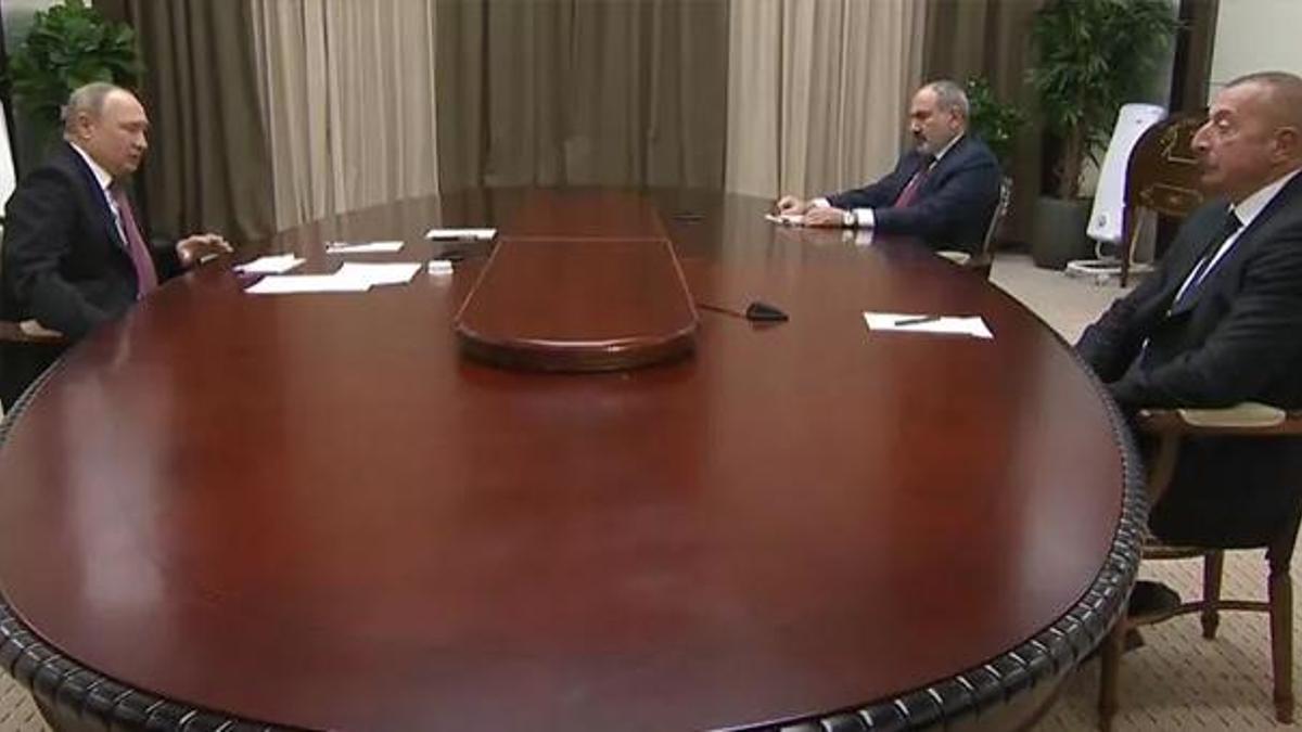 Putin, Aliyev ve Paşinyan arasındaki üçlü zirve Soçi'de başladı