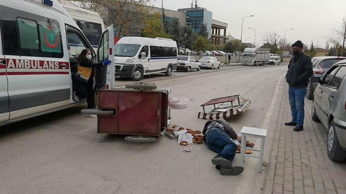 Lodos simit tezgahını devirdi, simitçi ağır yaralandı