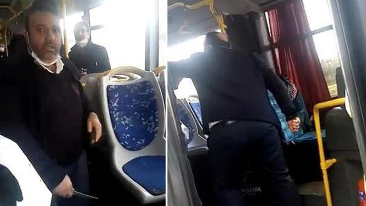 Otobüste skandal görüntü! İETT şoförü yolcuya bıçak çekti