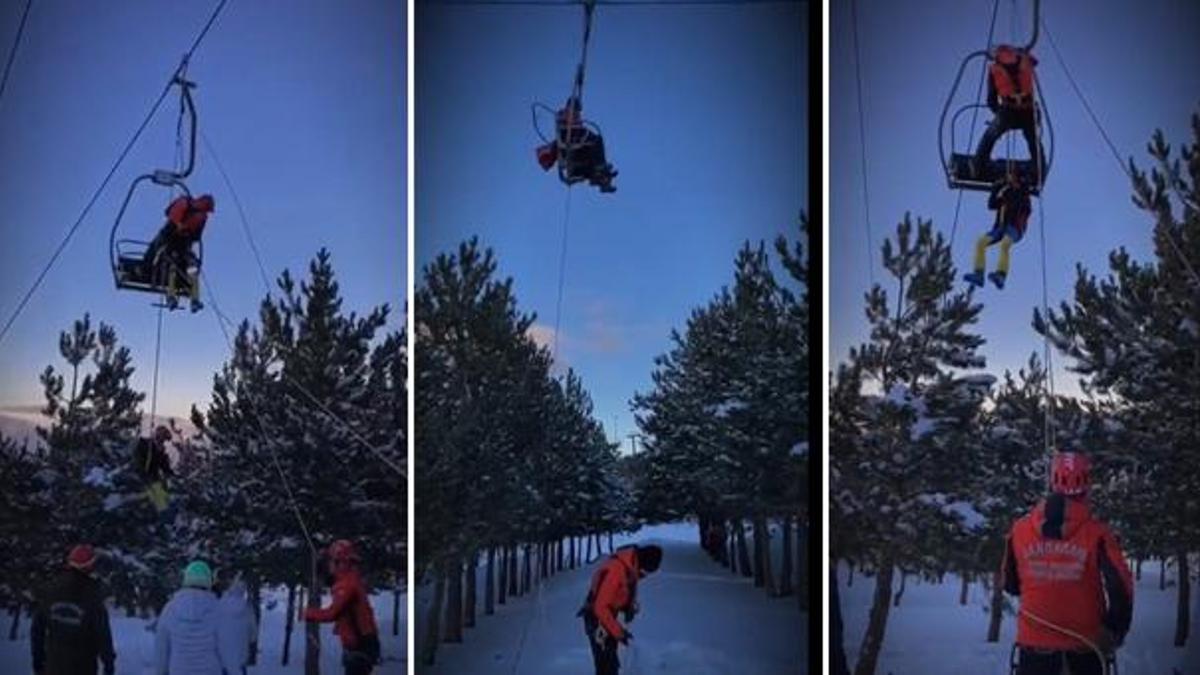 Erzurum’da Palandöken'de 17 kişi telesiyejde mahsur kaldı!