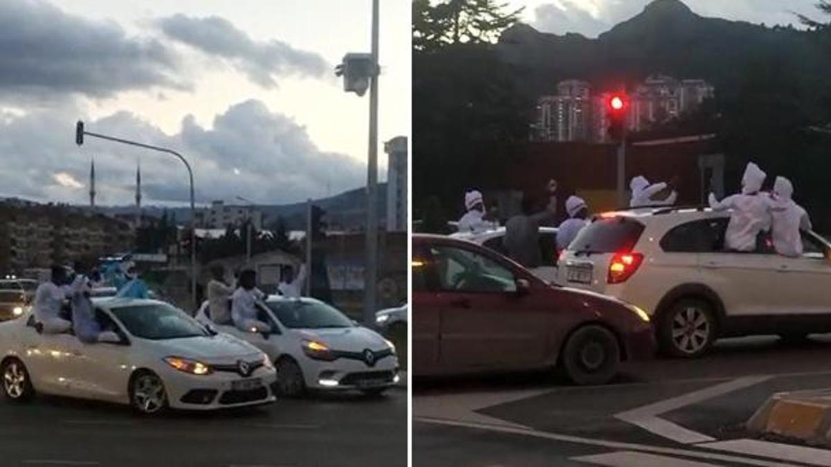 Tokat'ta ilginç görüntü! Afrikalıların düğün konvoyu görenleri şaşırttı