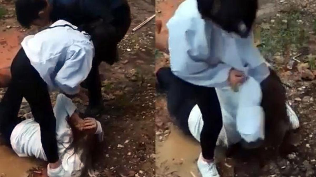 Lise bahçesinde dehşet anları! Üzerini çıkarıp acımasızca dövdü