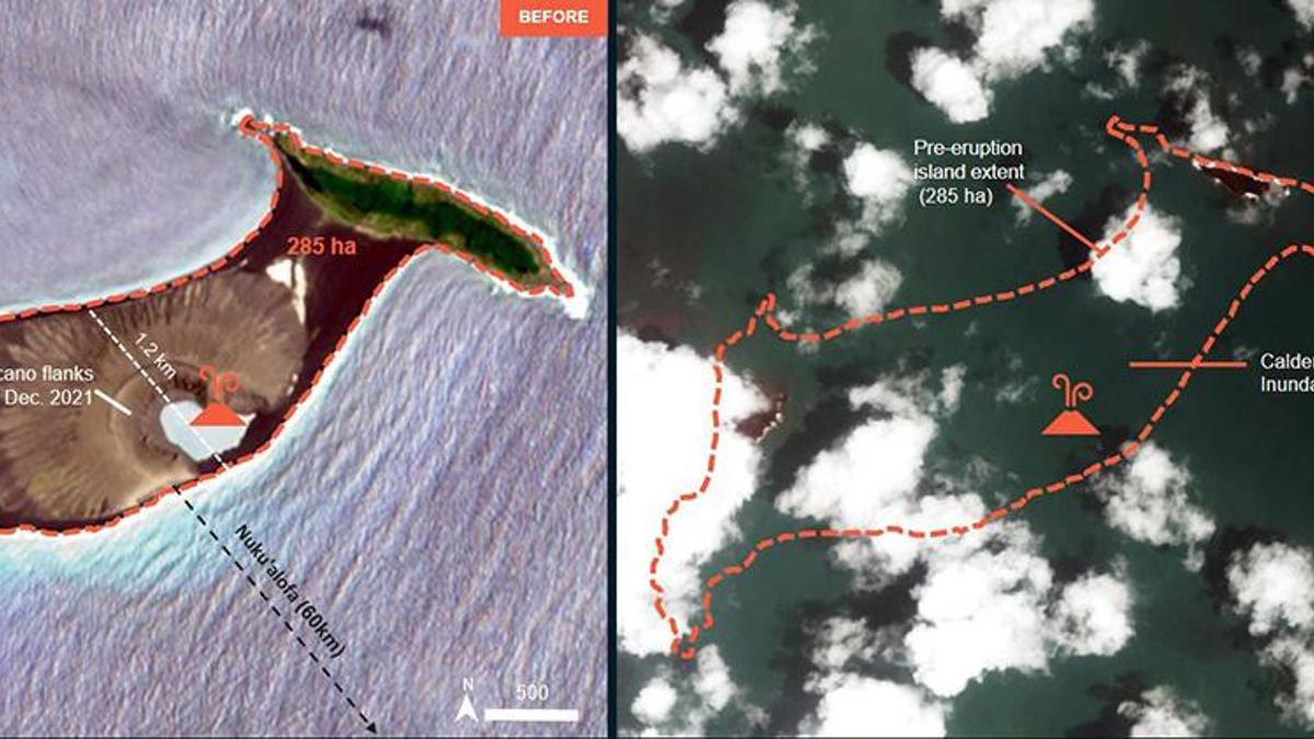 BM, Tonga’daki yanardağ patlamasının ardından uydu görüntüleri paylaştı