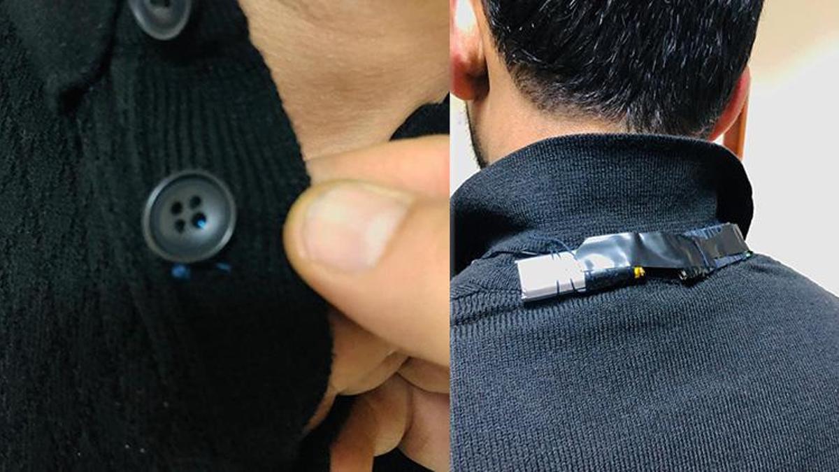 Kazağın yaka düğmesine ve ensesine gizlemiş! Görevliler yakaladı