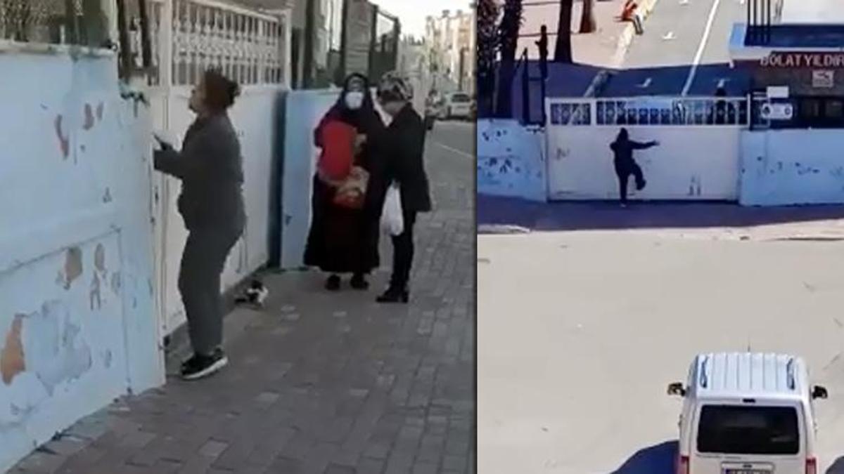 Her gün okula gelip kapıyı tekmeleyen kadın, öğrencileri korkutuyor! 'Bize taş attı'