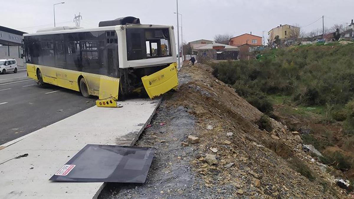 İETT otobüsü şarampole uçtu! Facianın eşiğinden dönüldü