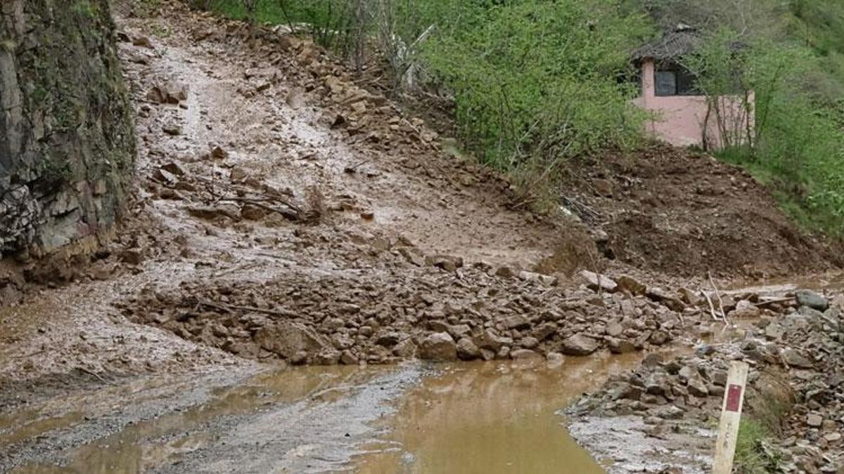 Trabzon'da heyelan yol kapattı