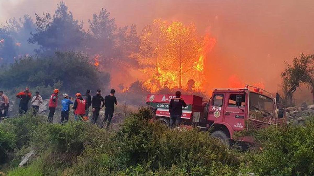 Hatay'daki orman yangınını söndürme çalışmalarına vatandaşlar da destek veriyor
