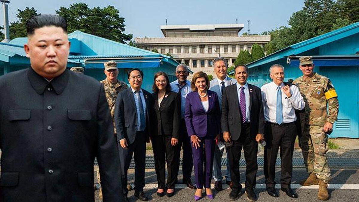 Çin'den sonra Kuzey Kore'ye gözdağı! Kim Jong Un çok kızacak: Pelosi, sınırda böyle poz verdi