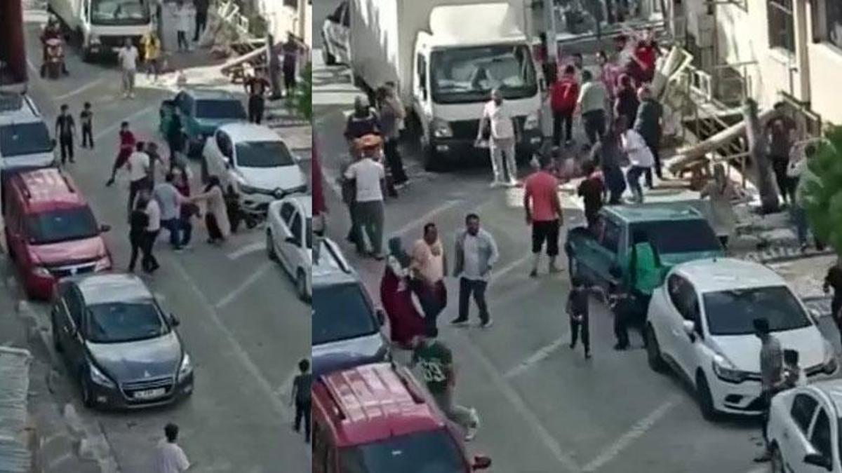 Kadınların kavgasına erkekler de dâhil oldu, ortalık savaş alanına döndü
