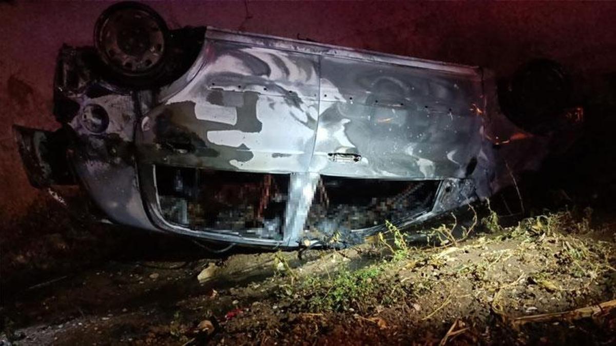 Burdur'da takla atan otomobil alev aldı: 1 ölü, 1 yaralı