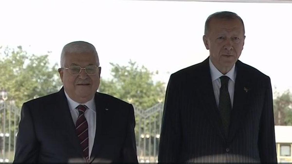 Filistin Devlet Başkanı Ankara'da! Cumhurbaşkanı Erdoğan resmi törenle karşıladı