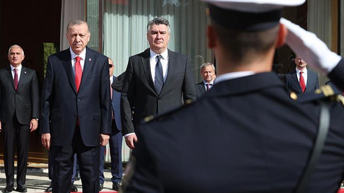 Cumhurbaşkanı Erdoğan'a Hırvatistan’da resmi törenle karşılama
