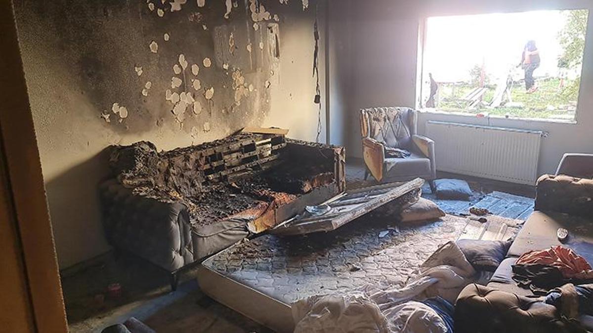 Evinde doğal gaz borusunu kesip çakmağı çakınca ortalık savaş alanına döndü!