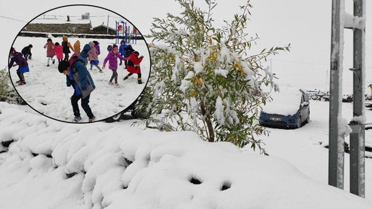 Kar yağdı, her yer beyaza büründü! Öğrenciler karın tadını çıkardı