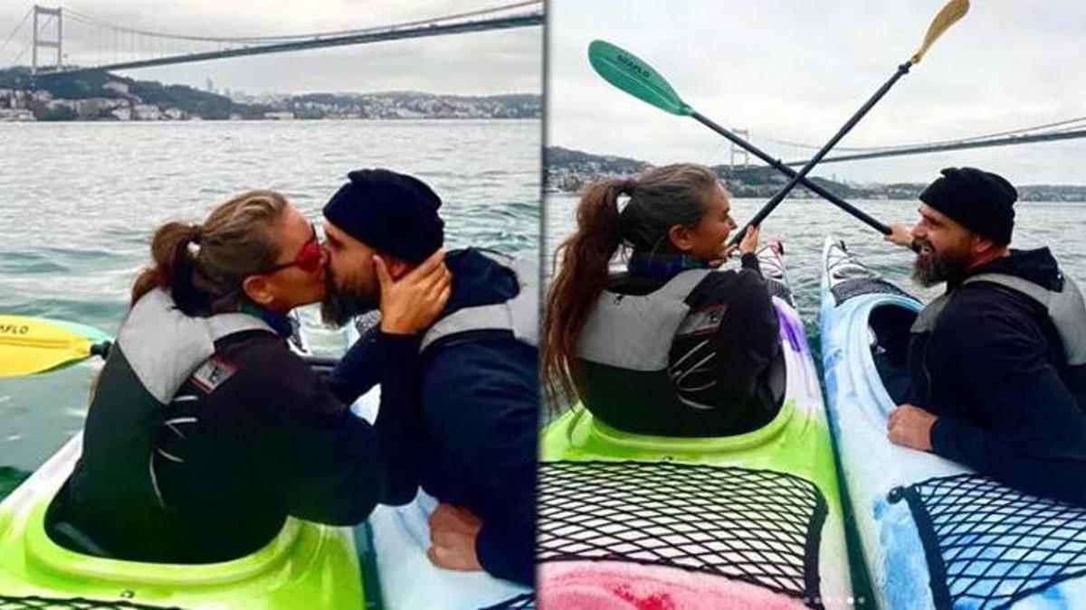 Eda Taşpınar, Boğaz'ın serin sularında aşka geldi!