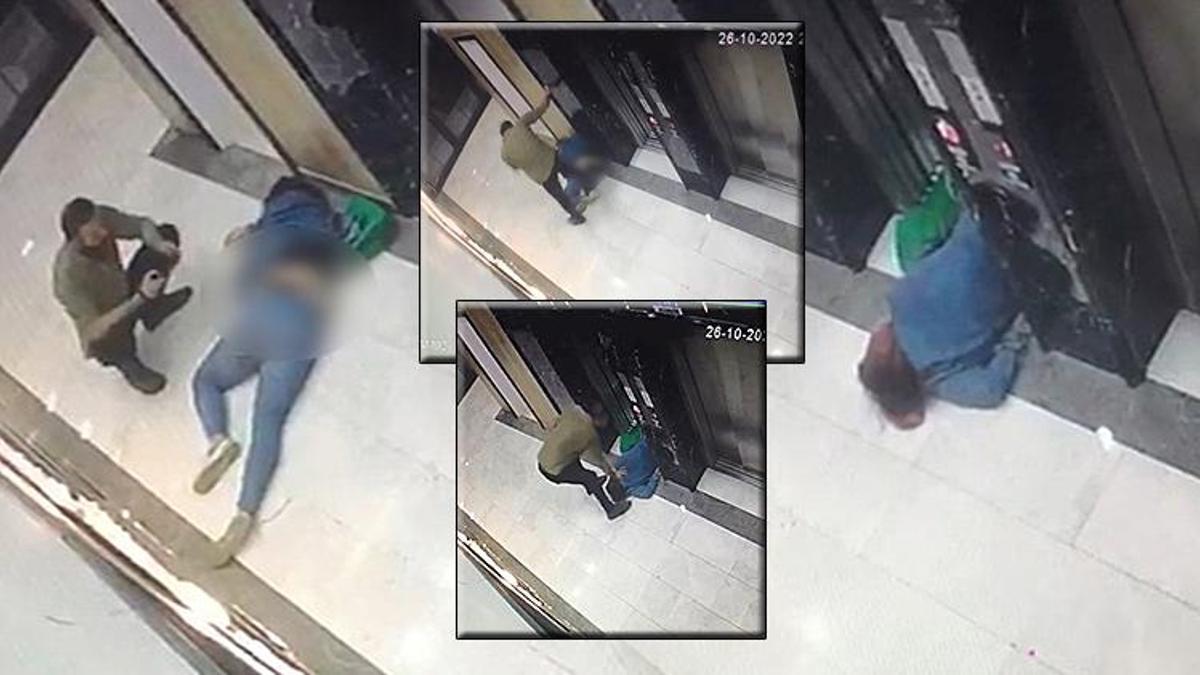 Kadını asansörün önünde feci şekilde dövdü, yerde sürükledi! Görüntülere tepki yağdı