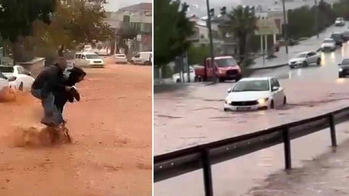 Yağmur bir anda bastırdı! Caddeler suyla doldu, araçlar yolda kaldı