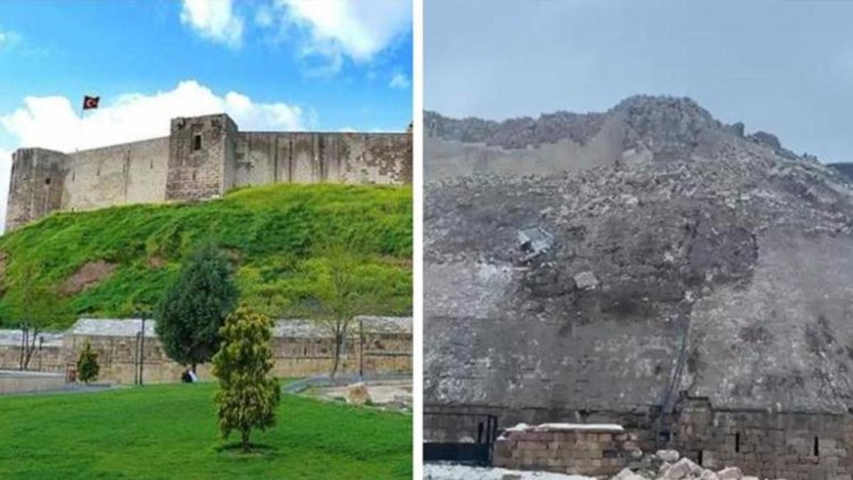 Gaziantep Kalesi yıkıldı! 7.7 büyüklüğündeki deprem sonrası görüntü ortaya çıktı