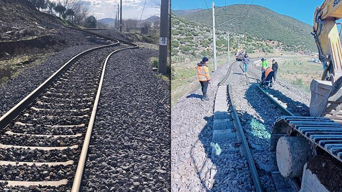 Depremde hasar gören tren raylarını onarım çalışmaları tamamlanıyor