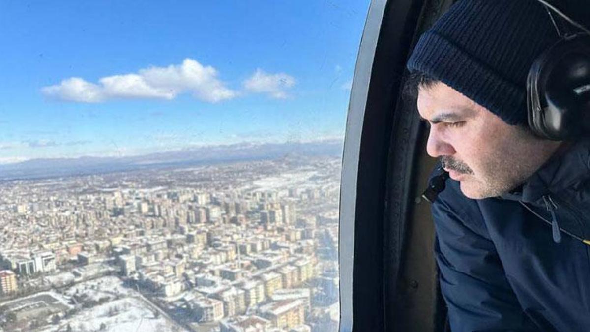 Bakan Kurum, Malatya'yı havadan inceledi