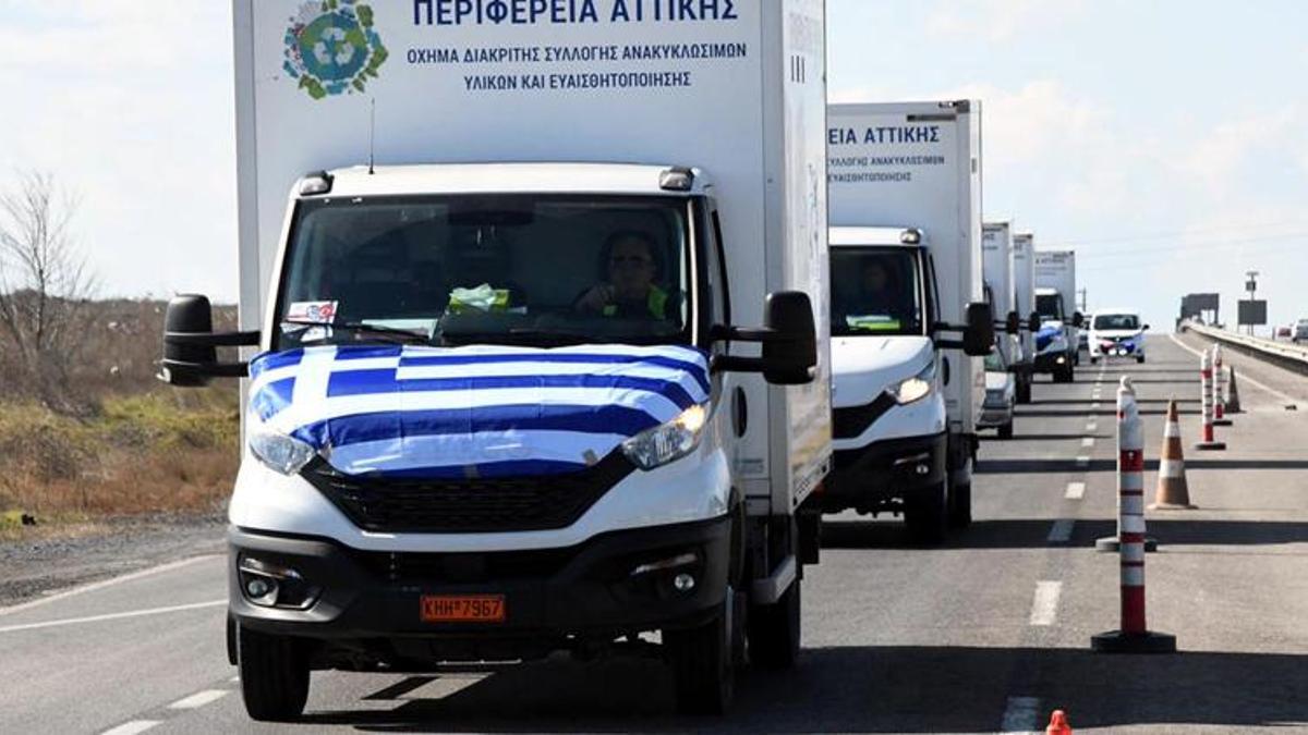 Yunanistan'dan deprem bölgesine 48 araçlık yardım malzemesi
