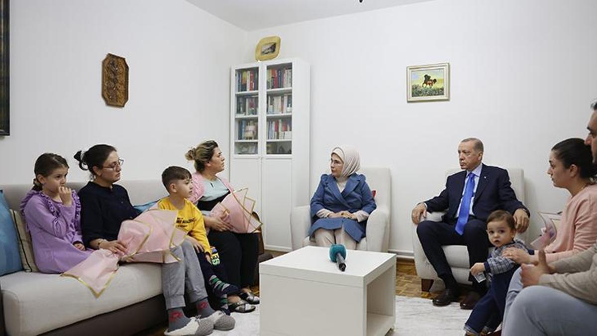Cumhurbaşkanı Erdoğan'dan depremzede aileye ziyaret