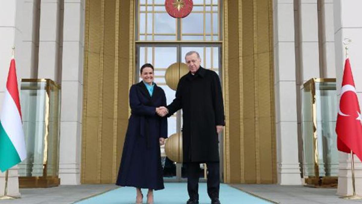 Cumhurbaşkanı Erdoğan, Macaristan Cumhurbaşkanı Novak'ı resmi törenle karşıladı